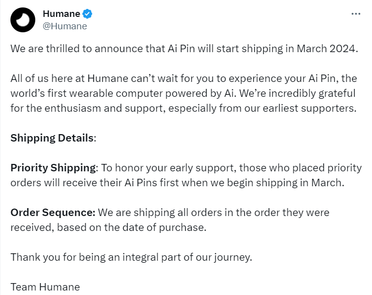 Ai Pin明年3月开始出货；昆仑万维天工SkyAgents公测；智源开源代码生成评测基准TACO丨AIGC大事日报